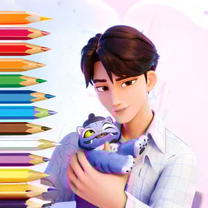 Coloring Book: Kpop Jinu & Blue Tiger